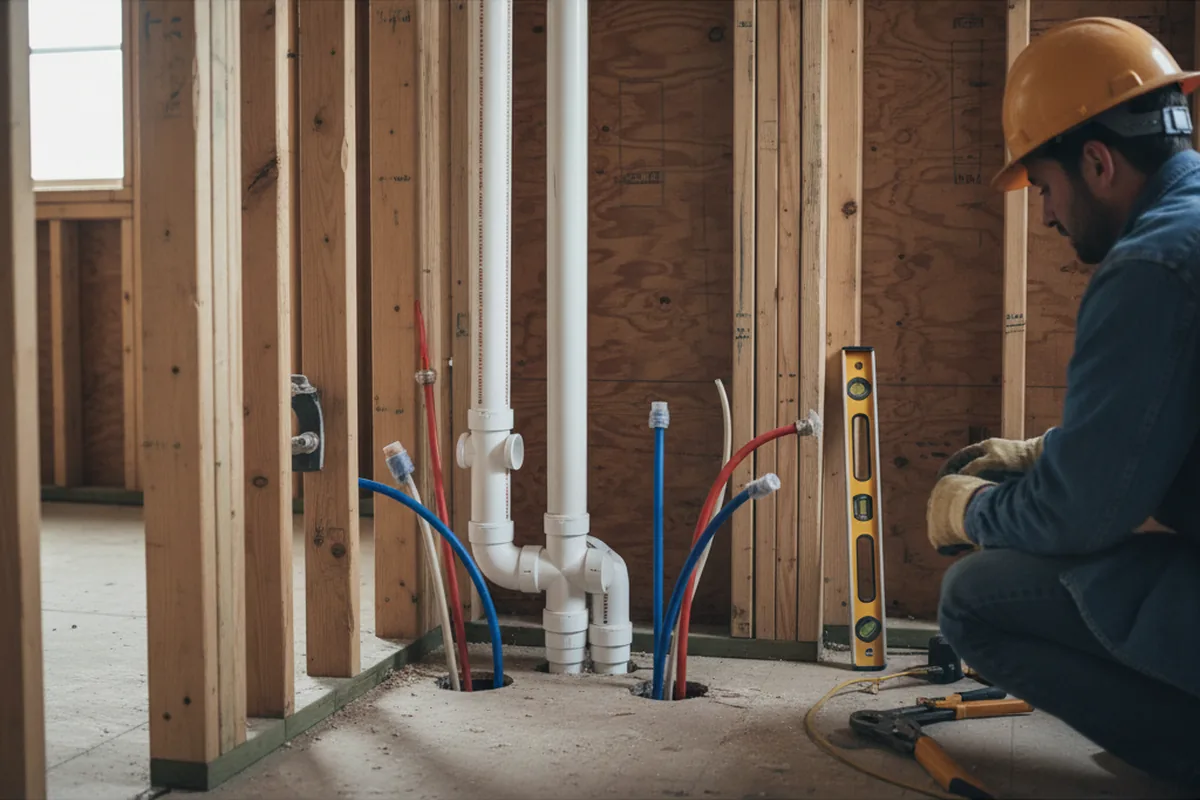 Drain and supply rough-in during Garbage Disposal Repair in Glen Echo